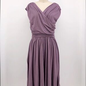 Anthropologie Mauve Wrap-Style Strapless Dress